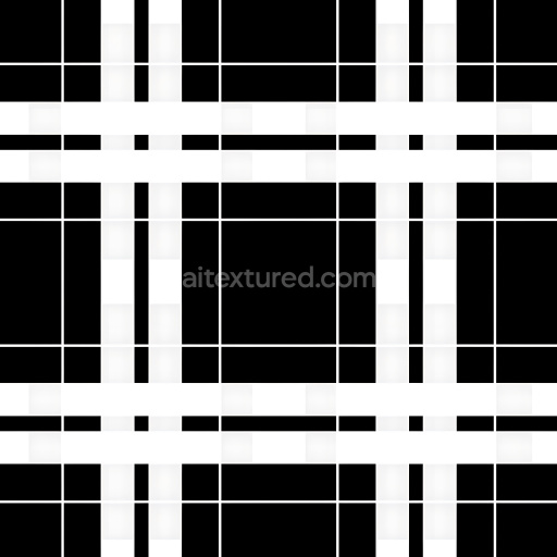 Seamless 3D PBR Texture Featuring Bold Black and White Plaid Pattern