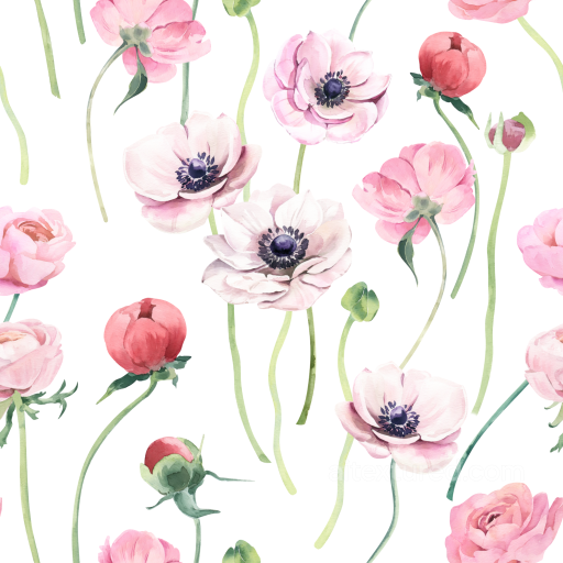 Seamless Pink Flower 3D PBR Texture with Delicate Watercolor Floral Pattern seamless Pink Flower PBR texture