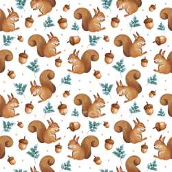 Pattern Bundle - Seamless 3D Pattern PBR Texture with Hand-Painted Squirrel Motifs and Forest Elements texture preview