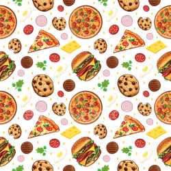 Pattern Bundle - Seamless 3D Pattern PBR Texture Featuring Illustrated Food Motifs in Vibrant Colors texture preview