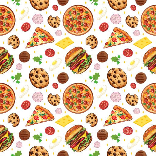 Pattern PBR Texture Featuring Illustrated Food Motifs in Vibrant Colors seamless Pattern Bundle PBR texture