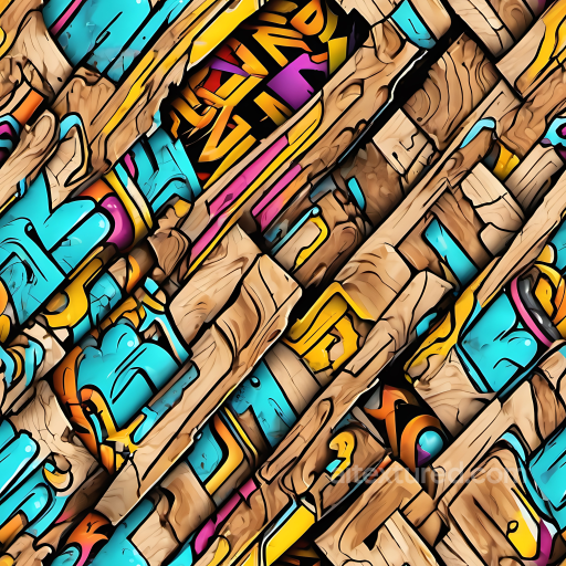 Colorful Graffiti Wood Planks Seamless Texture with Distinctive Grain seamless Wood PBR texture