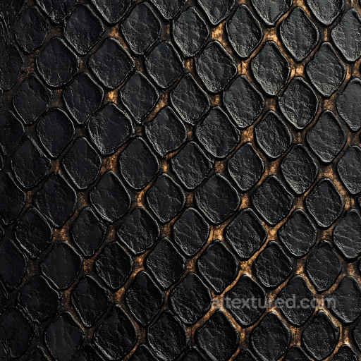 Detailed Black Reptile Skin Seamless Texture with Scaled Pattern and Sheen seamless Skin PBR texture