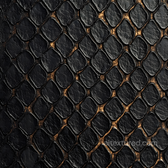 Detailed Black Reptile Skin Seamless Texture with Scaled Pattern and Sheen Skin texture preview