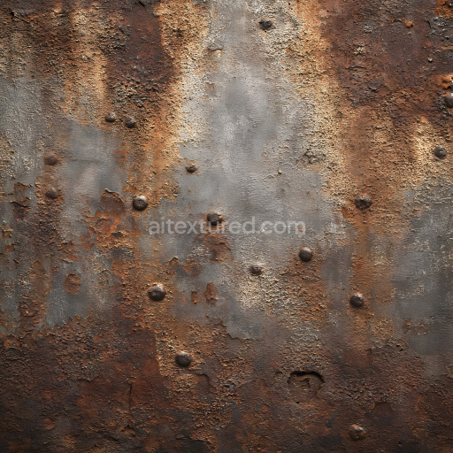Seamless 3D PBR Rusty Metal Texture Featuring Cracked, Corroded Surface with Bumpy Corrosion Nodules