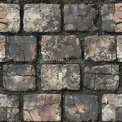 Seamless 3D Weathered Stone Brick PBR Texture with Cracks and Patina