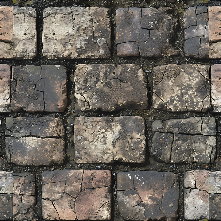 Weathered Stone Brick with Cracks and Patina seamless PBR texture preview
