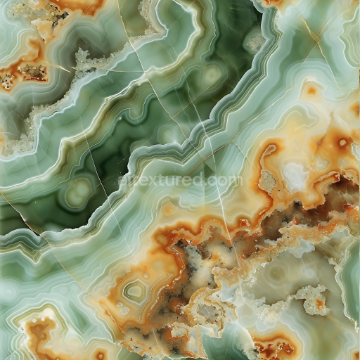 Seamless 3D PBR Texture of Natural Green Onyx Marble with Layered Crystal Veins
