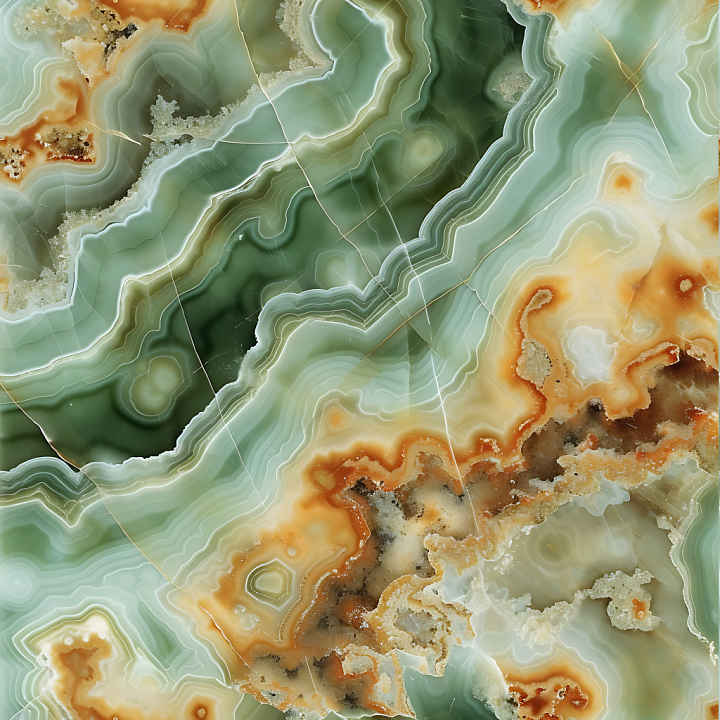 Natural Green Onyx Marble with Layered Crystal Veins seamless PBR texture preview