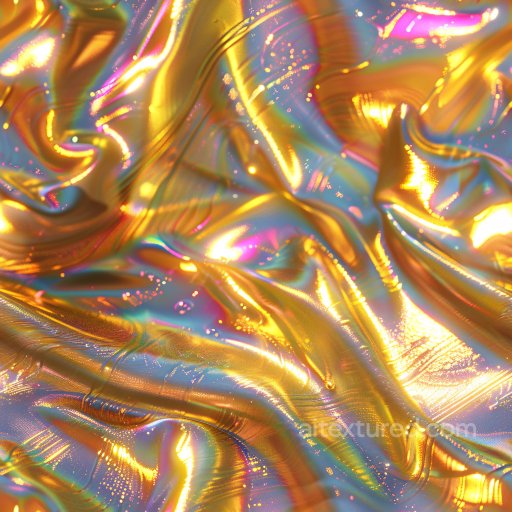 Seamless 3D PBR Texture with Glossy Iridescent Fluid and Reflective Highlights texture preview