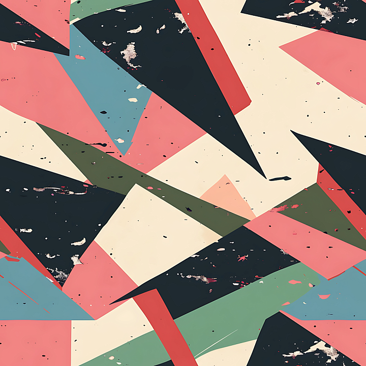 Abstract Geometric Camouflage with Distressed Vintage Colors seamless PBR texture preview