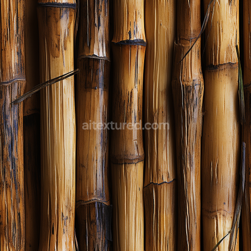 Seamless 3D PBR Texture of Weathered Bamboo Culms with Natural Gloss and Fiber Grain