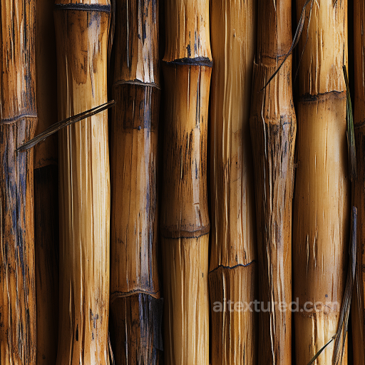 Weathered Bamboo Culms Seamless Texture with Natural Gloss and Fiber Grain seamless Bamboo PBR texture