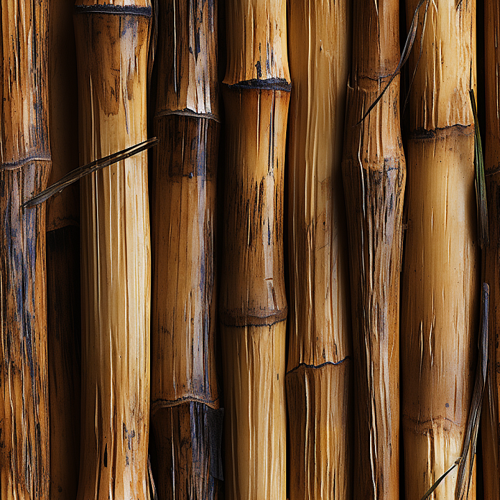 Weathered Bamboo Culms with Natural Gloss and Fiber Grain seamless PBR texture preview
