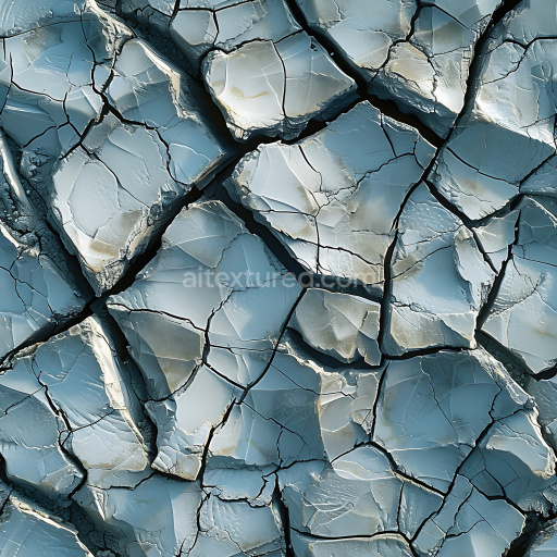 Seamless 3D cracked dry earth PBR texture with angular fractured pattern