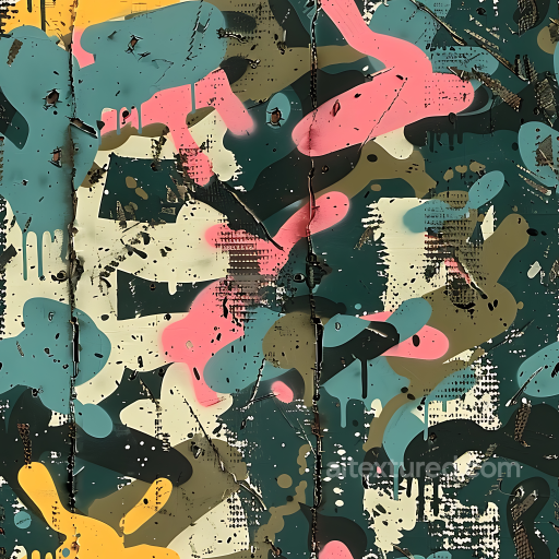Stylized Urban Camouflage PBR Texture with Drips and Paint Effects seamless Color Camouflage PBR texture