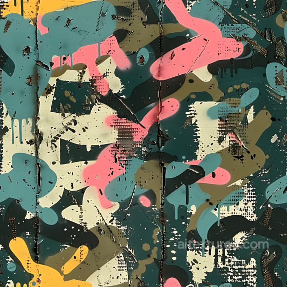 Stylized Urban Camouflage PBR Texture with Drips and Paint Effects Color Camouflage texture preview