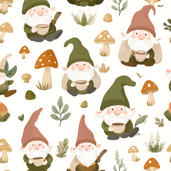 Featuring Cute Gnome and Mushroom Pattern All Easter Digital paper texture preview