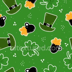 seamless Seamless 3D PBR festive St Patrick digital paper texture with leprechaun hats and shamrocks texture 8k free download PBR