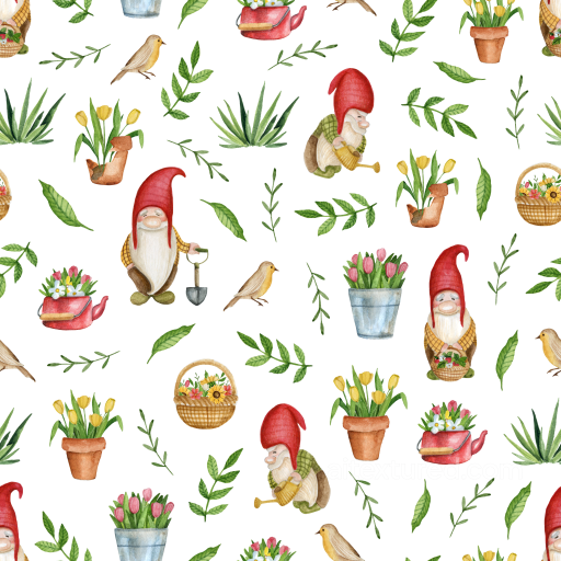 Featuring Easter Garden Gnomes and Florals seamless All Easter Digital paper PBR texture