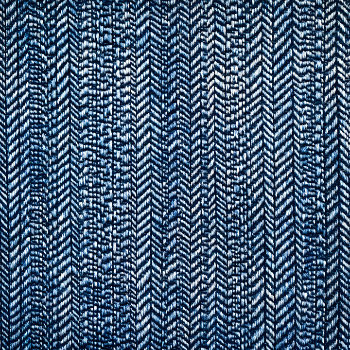 Cracked Denim Fabric with Blue and White Knit Pattern seamless PBR texture preview