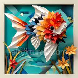 seamless Seamless 3D PBR Texture Featuring Origami-Style Colorful Fish Scales texture 8k free download PBR