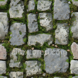 seamless Seamless 3D Mossy Cobblestone Ground PBR Texture with Weathered Stones and Greenery texture 8k free download PBR