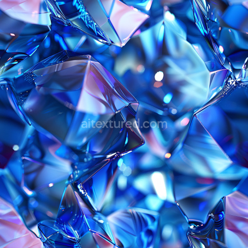 Seamless 3D PBR Texture of Glossy Faceted Blue Crystalline Shapes