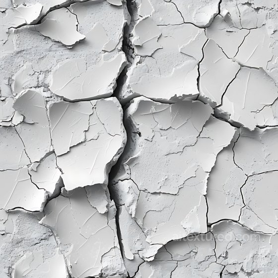 cracked plaster PBR texture with peeling white paint Cracked & Holes texture preview