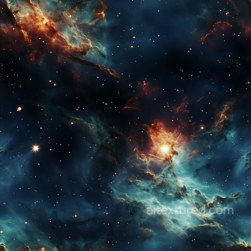 Nebula Space Texture Featuring Glowing Cosmic Clouds and Starfield seamless Star, space, planets PBR texture