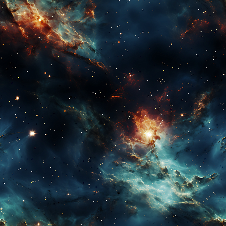 Nebula Space Featuring Glowing Cosmic Clouds and Starfield seamless PBR texture preview