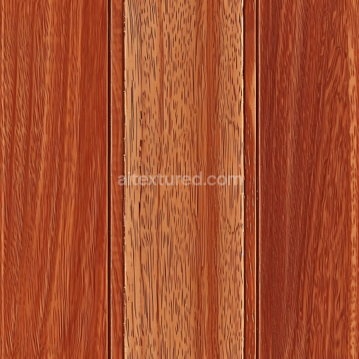 Seamless 3D Mahogany Wood PBR Texture with Distinctive Grain Planks