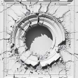 seamless Seamless 3D cracked and hole PBR texture of ornate white plaster molding with fractures texture 8k free download PBR