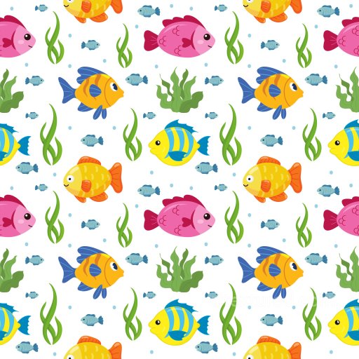 Pattern PBR Texture Featuring Colorful Cartoon Fish and Seaweed Motifs seamless Pattern Bundle PBR texture