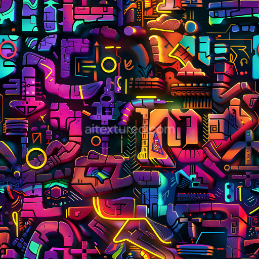 Seamless 3D PBR Graffiti Texture Featuring Vibrant Neon Abstract Street Art
