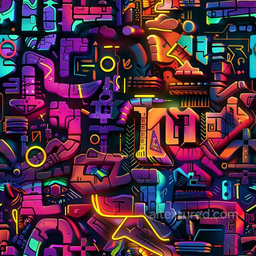 Seamless 3D PBR Graffiti Texture Featuring Vibrant Neon Abstract Street Art texture preview
