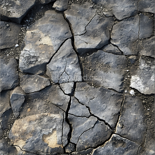 Seamless 3D Stone PBR Texture Featuring Cracked Rocky Ground with Weathered Details