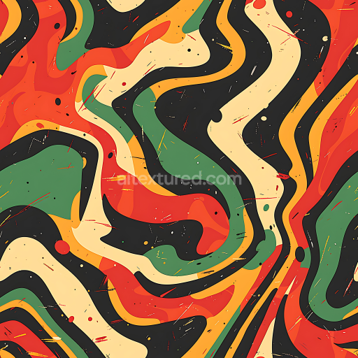 Seamless 3D Retro Abstract Camouflage PBR Texture with Vibrant Swirling Colors