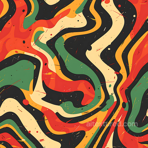 Retro Abstract Camouflage PBR Texture with Vibrant Swirling Colors seamless Color Camouflage PBR texture