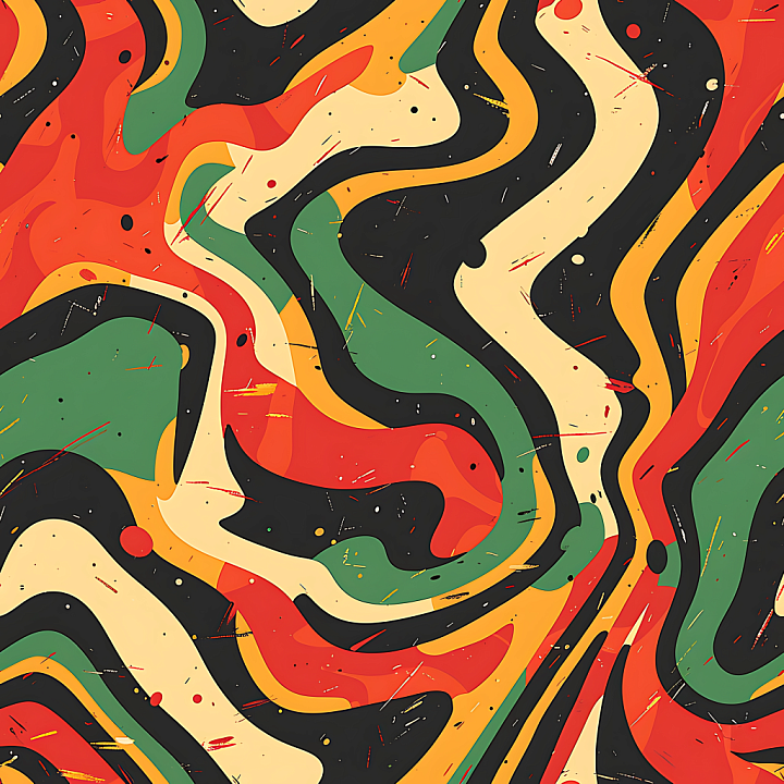 Retro Abstract Camouflage with Vibrant Swirling Colors seamless PBR texture preview