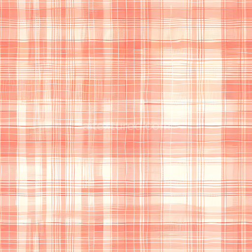 Seamless 3D PBR Texture of Soft Coral Plaid Fabric with Fine Weave