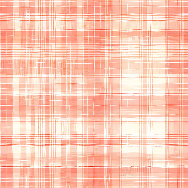 Soft Coral Plaid Fabric with Fine Weave seamless PBR texture preview