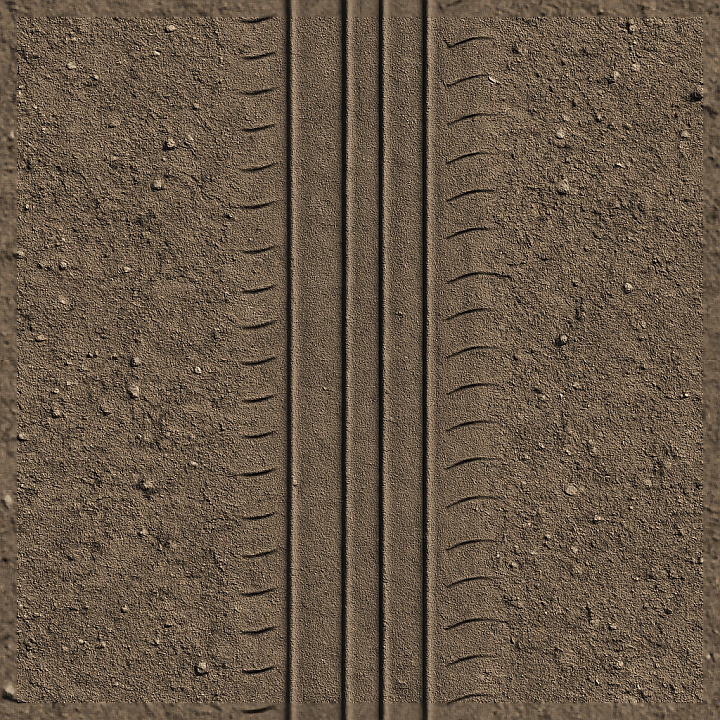 Slick Tire Track On Asphalt Print With Linear Pattern And Compacted Soi… seamless PBR texture preview