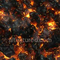 seamless Seamless 3D PBR Texture of Glossy Black Chunks with Fiery Orange Glow texture 8k free download PBR
