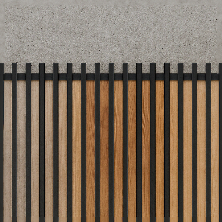 Concrete Wall Fence With Black Fence Shadow And Smooth Painted… seamless PBR texture preview