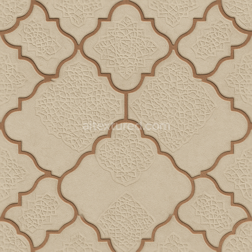 Seamless 3d texture pbr 8k arabesque tiles mosaic with islamic patterns and matte finish