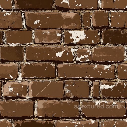 Brown Brick Wall Cracked & Worn PBR Texture with White Paint Remnants seamless Brick PBR texture
