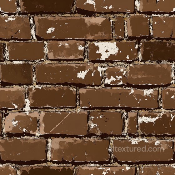 Brown Brick Wall Cracked & Worn PBR Texture with White Paint Remnants Brick texture preview