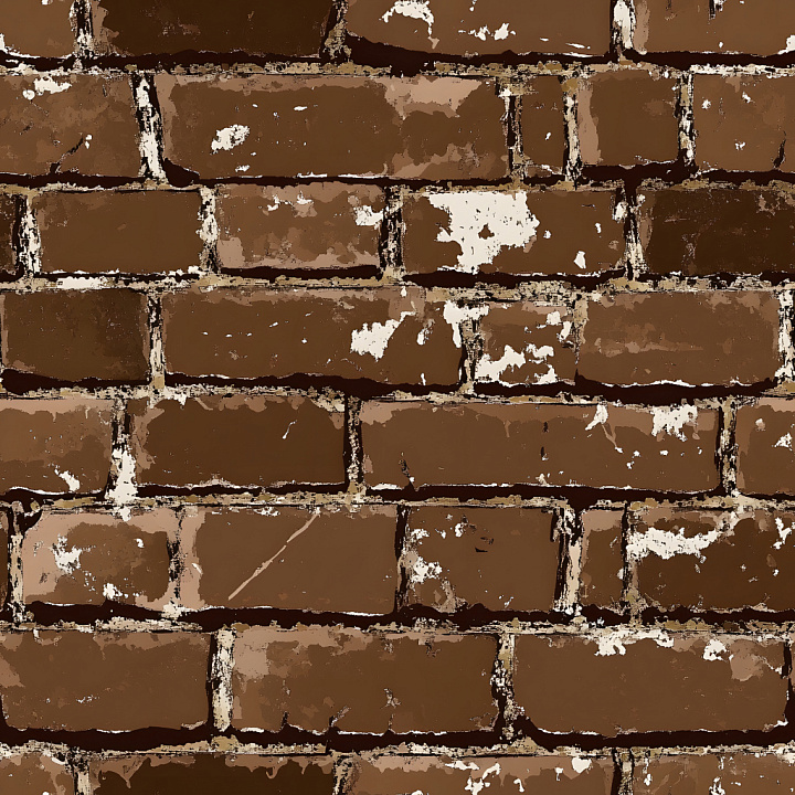 Brown Brick Wall Cracked & Worn with White Paint Remnants seamless PBR texture preview