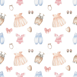 seamless Seamless 3D PBR Baby Clothes and Accessories Pattern Texture in Soft Pastel Watercolor Style texture 8k free download PBR